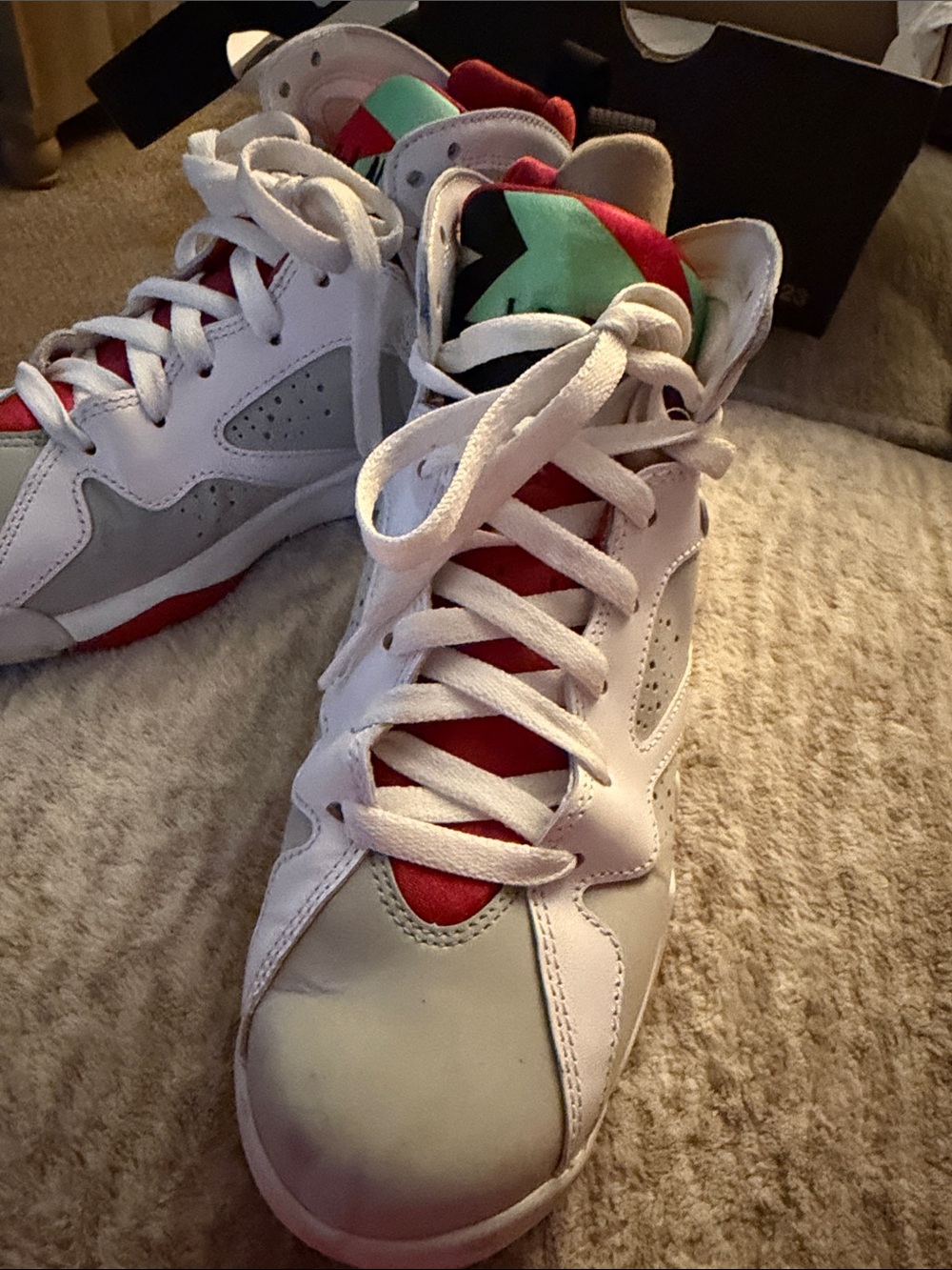 Jordan White High-Top Sneakers with Red & Mint Accents
304774 125